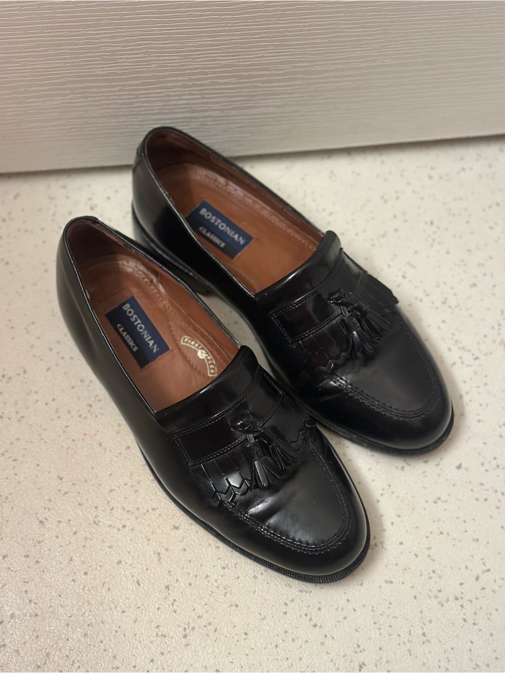 Bostonian Black Leather Tassel Kiltie Loafers for Men